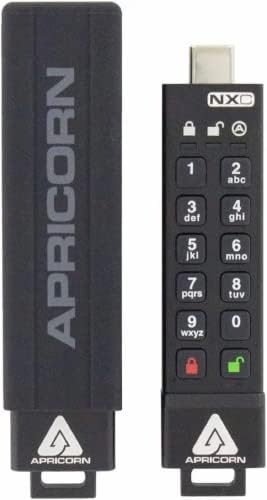 Флаш памет Apricorn 256GB Aegis Secure Key 3 NXC с 256-битово хардуерно криптиране USB 3.2 Type C, потвърден FIPS 140-3 ниво 3 (ASK3-NXC-256GB)