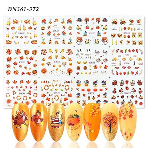 60 БР. Есенни Етикети за дизайн на ноктите, стикери за нокти с Кленов Лист, Прехвърляне на Вода, Есента Етикети за Дизайн на ноктите,