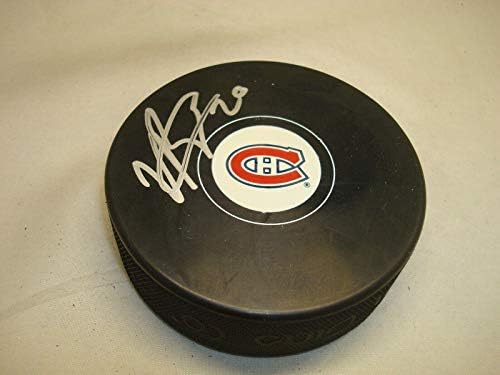 Виктор Бартли подписа хокей шайба Монреал Канадиенс с автограф от 1B - за Миене на НХЛ с автограф
