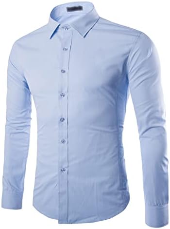 Мъжки ризи Maiyifu-GJ с дълъг ръкав и копчета, Обикновена Ежедневни Леки ризи Slim Fit, Класическа Стилна Делова риза (Хакове,