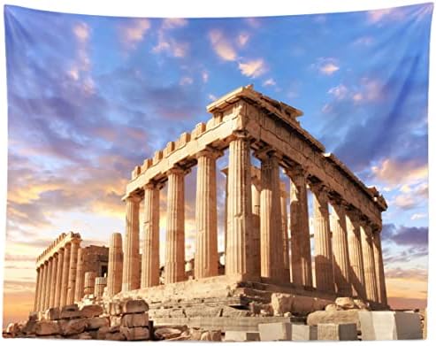 BELECO 10x8ft Текстилен Древногръцки Фон за снимки Храма на Партенона в Акрополе в Атина, Гърция, Фонове за Митология, Вечерни