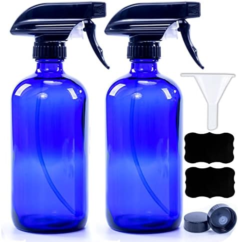 Флакони-опаковки от Кобальтово-синьо Стъкло LEWISCARE LC За Почистващи препарати, Флакон-спрей за вода За косата, за многократна