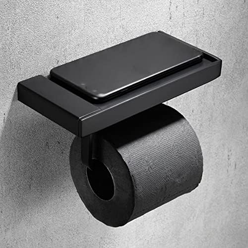 LUKEO Държач за Тоалетна Хартия с Рафт за Телефон, Закачалка За Ролята на Цигарена Хартия От Неръждаема Стомана Монтиране на стена WC,