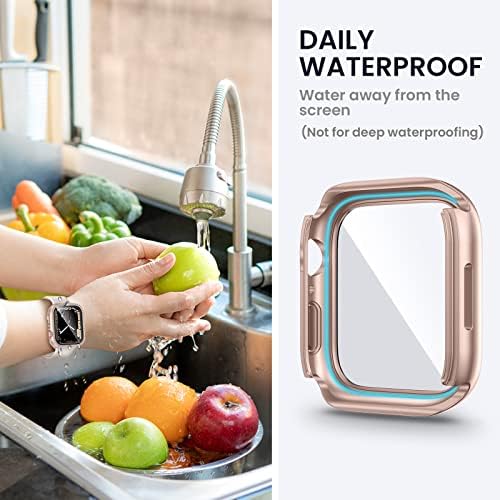 [2 1] Tensea за водоустойчив защитно фолио за дисплея на Apple Watch SE Series 6 5 4 40 мм, Аксесоари, Твърд калъф-броня iWatch с диаманти,
