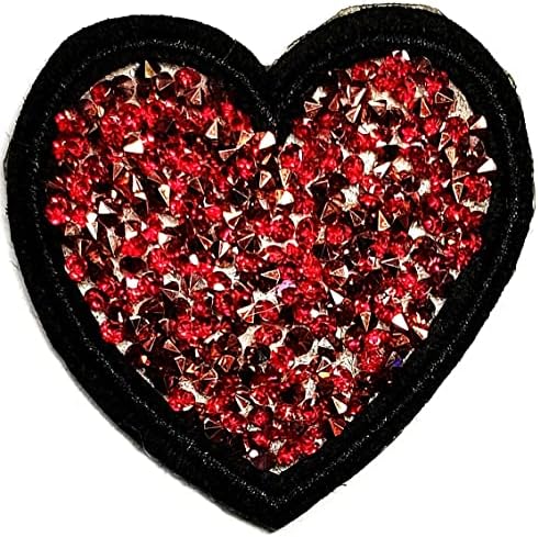 Kleenplus Планински Кристал Сърцето на Червената Нашивка Свети Валентин Сърцето на Ленти, Бродирани Ленти за Дрехи Дънки, Якета,