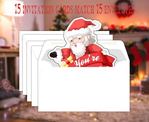 Покани за Коледно парти Картичка на Чужденец (15 безплатни картички с 15 конвертами), за да проверите за Коледно парти, Покани на Коледен детски душ за деца, момчета, М?