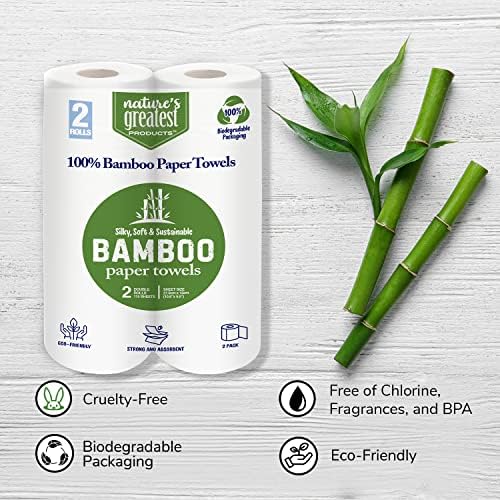Бамбукови салфетки - 2 на руло салфетки - Двуслойни, изработени от бамбукови влакна, не съдържащи дървен материал - Екологично чист,