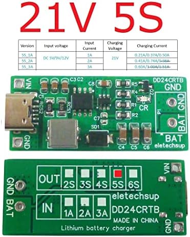 модул многоэлементного зарядно устройство eletechsup 5S Type-c с увеличаване на напрежението 21 за акумулаторни батерии