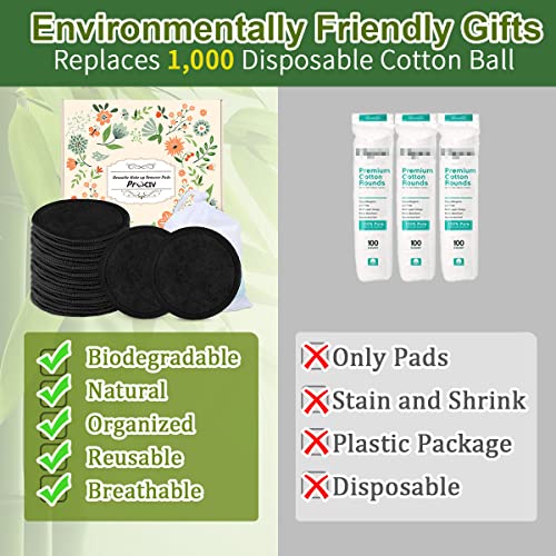 За многократна употреба тампони за отстраняване на грим ProCIV, 25 Опаковки, Миещи, от Органичен памук за Еднократна употреба, за всички типове кожа и Тонер с торба за п?