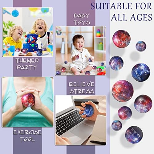 Топки за стрес за децата, Полистирен топки за стрес, Дълги 2,5-инчови топки за стрес Galaxy, Вдъхновяващи Подаръци, Сензорни играчки