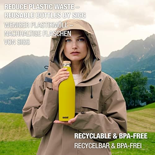 Бутилка за вода с изолация SIGG - Meridian Ultra Lemon - Запечатани - Лесно - Не съдържа BPA - Не съдържа пластмаса - Неръждаема