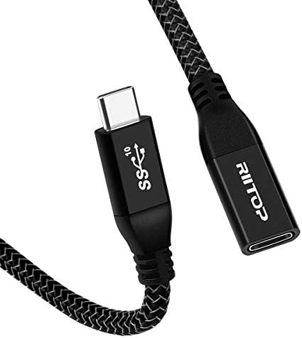 Удлинительный кабел RIITOP USB C 6 фута, USB-C за мъже и жени (Gen2 10 gbps) Кабел Поддържа зареждане и трансфер на данни за