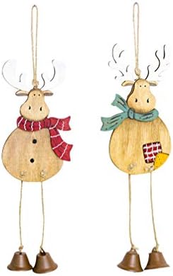 Коледна Украса Happyyami 2 елемента Коледни Дървени Изрезки с Декорация във формата на Колокольчика Висящи Украшения на Коледно Дърво