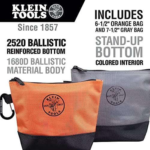 Чанта за инструменти Klein Tools 55470, Стоящ Чанти за инструменти с цип, Orange / Black, Сив / Черен, 2 и чанта с цип 5139,
