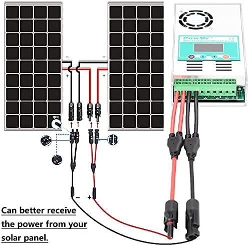 Y-образни конектори PowMr,Y-образни Ответвительные конектори Слънчеви Конектори Паралелно, за да се свържете фотоволтаични системи (1 чифт) Слънчев контролер MPPT 60A