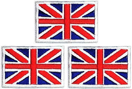 Kleenplus 3 бр., 1,1X1,6 инча. Мини нашивка с флага на британския съюз на Джак, националното знаме на страната, бродирана апликация, ленти за икони, направи си сам, яке, тениск?