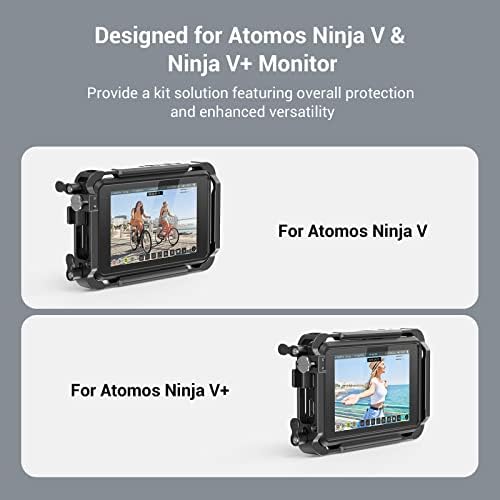 Комплект клетки SmallRig за Atomos Ninja V/Ninja V +, с водач на НАТО, винт 1/4 -20, винт М3, скоба за кабел HDMI и сенника, напълно защищающим