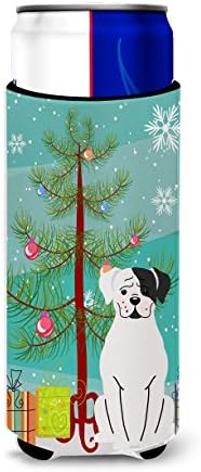 Carolin's Treasures BB4239MUK Merry Christmas Tree White Boxer Cooper Ultra Шушу за тънки кутии, Ръкав за охлаждане на Консерви,