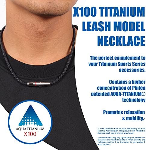 Колие Phiten X100 Titanium Leash Model - Издръжлив найлон 66, накиснати в силно концентриран аква-титанов щанга с силициев