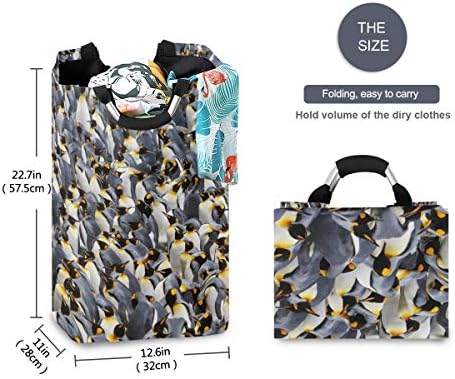 YYZZH Кралския Пингвин Колония Модел на Южния Полюс Животно Голяма Чанта За Дрехи Кошница Пазарска Чанта Сгъваема Кошница За дрехи От Полиестер,