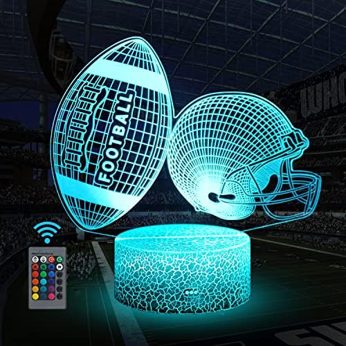 Uyeyuy лека нощ за каска за американски футбол, 3D Иллюзионная Led лампа, 16 Цвята с регулируема яркост с дистанционно управление