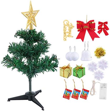 Amosfun Настолен Мини Led Коледно Дърво с Миниатюрни Украшения Централните Части на Коледната Трапеза 30 см