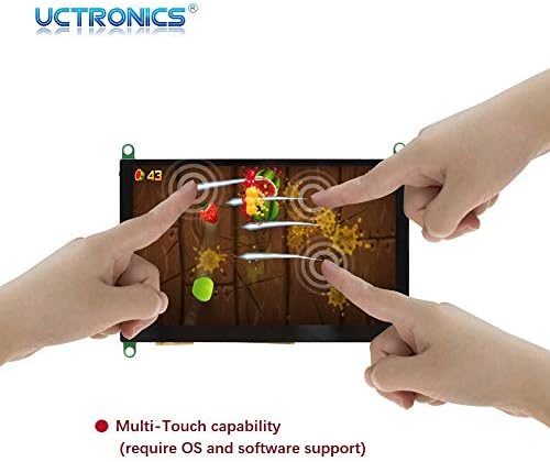 UCTRONICS 5-инчов сензорен екран за Raspberry Pi 4, 800 × 480 Преносим Капацитивен HDMI LCD дисплей с сензорен екран, монитора,