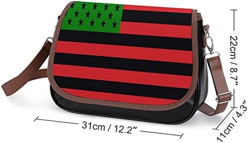 Афроамериканский Флаг Кожена Чанта на Средното Рамо Модерни Ежедневни Чанти през Рамо с Каишка