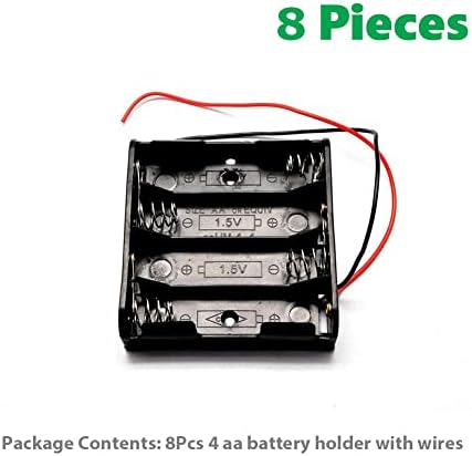 JWISLAND (Опаковка от 8 броя), Калъф за 4 батерии тип АА, 4 батарейных притежателя тип АА с изводите, 4 батарейных притежателя тип АА
