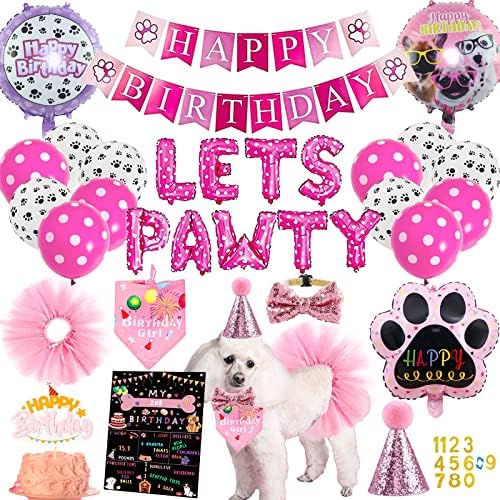 Стоки за Парти в чест на рождения Ден на Кучето, Украса, Сладки Кърпи за рождения Ден на Кучето, едно малко Момиченце с Надпис