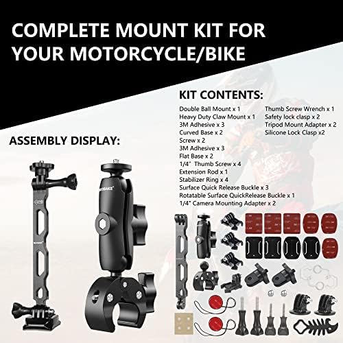 NUOBAKE 38 в 1 Комплект аксесоари за мотоциклети Mount Kit Пакет за фотоапарати Insta360 ONE X2, X3, ONE X, ONE R, RS и GoPro Hero 11 10