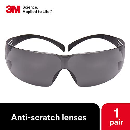 Защитни очила 3M, SecureFit, ANSI Z87, Защита от надраскване, Сиви Лещи, Сиви Рамки, Гъвкав лък тел