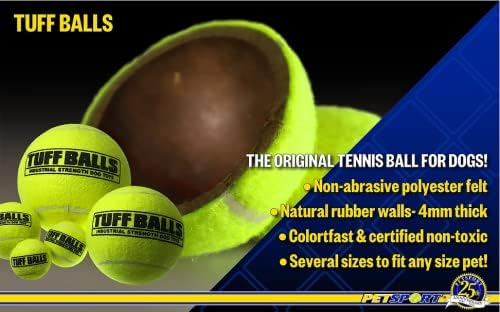 (6 опаковки) на топка за Тенис PetSport Giant Туф Squeaker за кучета - 4 инча