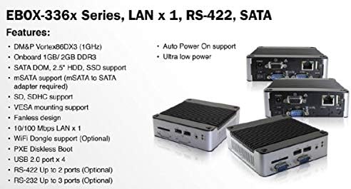 (DMC Тайван) Мини-КОМПЮТЪР EB-3362-C2G2 поддържа изход VGA, порт RS-232 х 2, 8-битов GPIO x 2, порт SATA x 1 и автоматично включване на храна