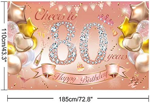 HOWAF Женски Украса за партита на 80-ия Рожден ден от Розово Злато, Текстилен Банер за Снимане на 80-ти Рожден Ден, Фон