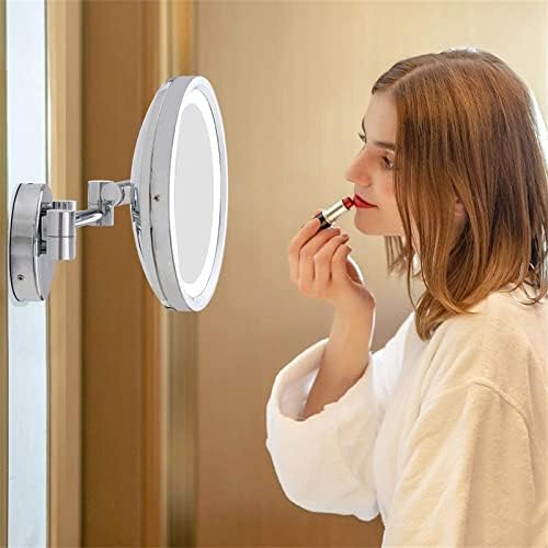 Огледало за грим с интелигентен сензорен ключ ZAAHH с подсветка и увеличаване, Хромированное Стенно Огледало за тоалетка