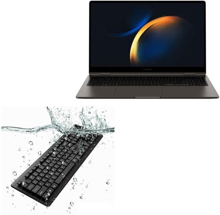 Клавиатурата на BoxWave, съвместима с Samsung Galaxy Book3 360 (15,6 инча) - Водоустойчив USB-клавиатура, моющаяся Водоустойчив USB-клавиатура
