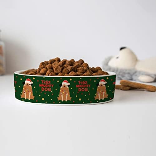 Купа за домашни любимци Naughty Dog - Коледна купа за кучета - Забавно купа за храна за домашни любимци