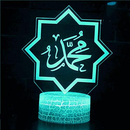 3D Мюсюлманския Аллах лека нощ Тенис на Оптична Илюзия Лампи За Мотоциклети 7 Цвята Променящите се Светлини Led Настолна Лампа