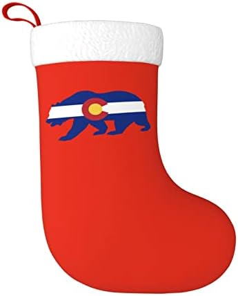 Сладък Мечка с Флага Колорадо, Коледни Чорапи, Украшения за Елхи, Коледни Чорапи за Коледа на Празнични партита, Подаръци 18 Инча