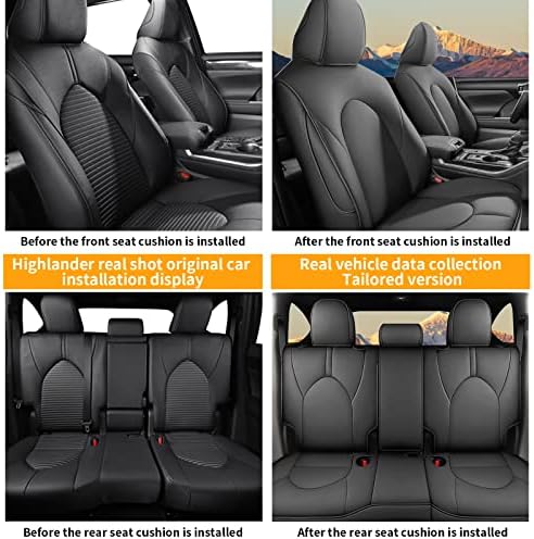 Калъфи за автомобилни седалки Пълен комплект от изкуствена кожа, изработени по поръчка, подходящи за 2020 2021 2022 2023 Toyota Highlander
