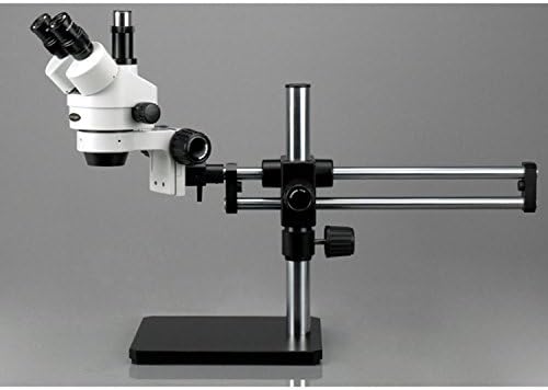 Професионален Тринокулярный Стереоскопичен увеличение на микроскопа AmScope SM-5T-FRL, Окуляры WH10x, увеличаване на 7X-45Ч, обектив