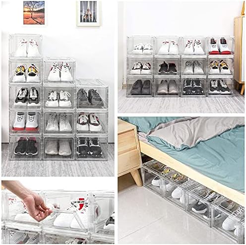 Комплект кутии за обувки Homde: Рафтове за обувки в бяла рамка + Напълно Прозрачна, а обувките кутия