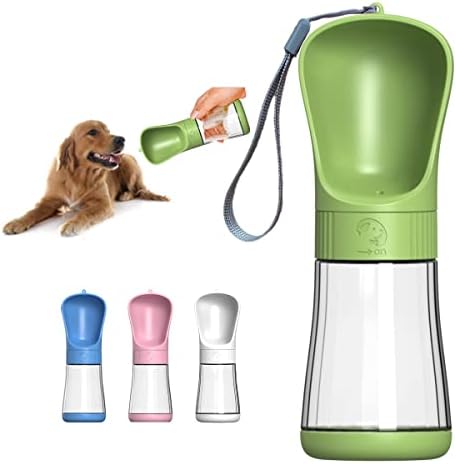 OKVSKO, бутилка за вода за кучета, захранващи за кученца, фланец с преносим поилкой за разходки на домашни любимци, 330 мл, розов