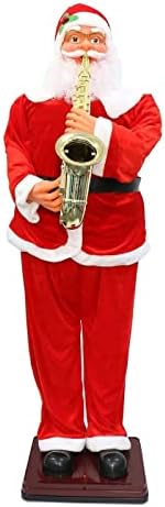 PIFUDE Дядо Коледа Коледна музика 1,8 м Дядо Добре дошли Украшение Музикален Саксофон Подарък орнамент (Размер: Стил жилетка 1,8 м)