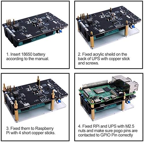 Непрекъсваемо захранване MakerHawk Raspberry Pi UPS HAT 18 650 Зарядно устройство Power Bank Такса за разширяване на управление на
