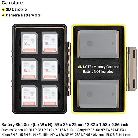 Калъф за фотоапарат, батерия и карта с памет за 6 карти SD/SDHC/ SDXC и 2 батерии, Водоустойчив и удароустойчив, Държач