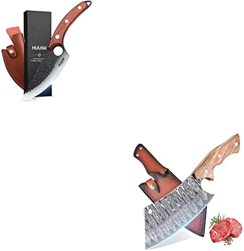 Комплект Кухненски Ножове Huusk Cool Ножове Викингите Ръчно Коване Обвалочный Нож Пълен Тан Японски Нож на Главния Готвач с Ножнами