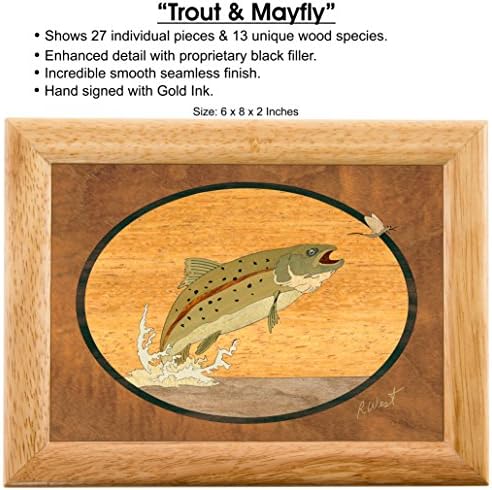 Дървена художествена кутия за риба - Ръчна изработка в САЩ - Несравнимо качество - Уникалност, две еднакви няма - Оригинално произведение
