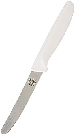 Кухненски нож Млечен син цвят - 4,5-инчов Нож за пържоли и зеленчуци - Остър като бръснач, Извит връх, Назъбен ръб - Кухненски инструменти